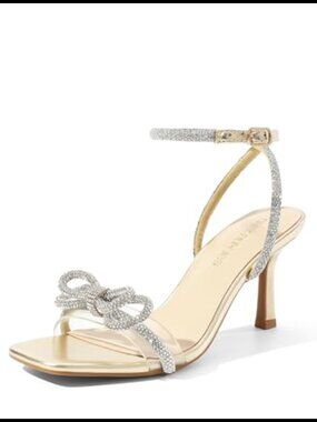 Rhinestone Ankle Strap Stiletto Heeled Sandals Square Toe Dress